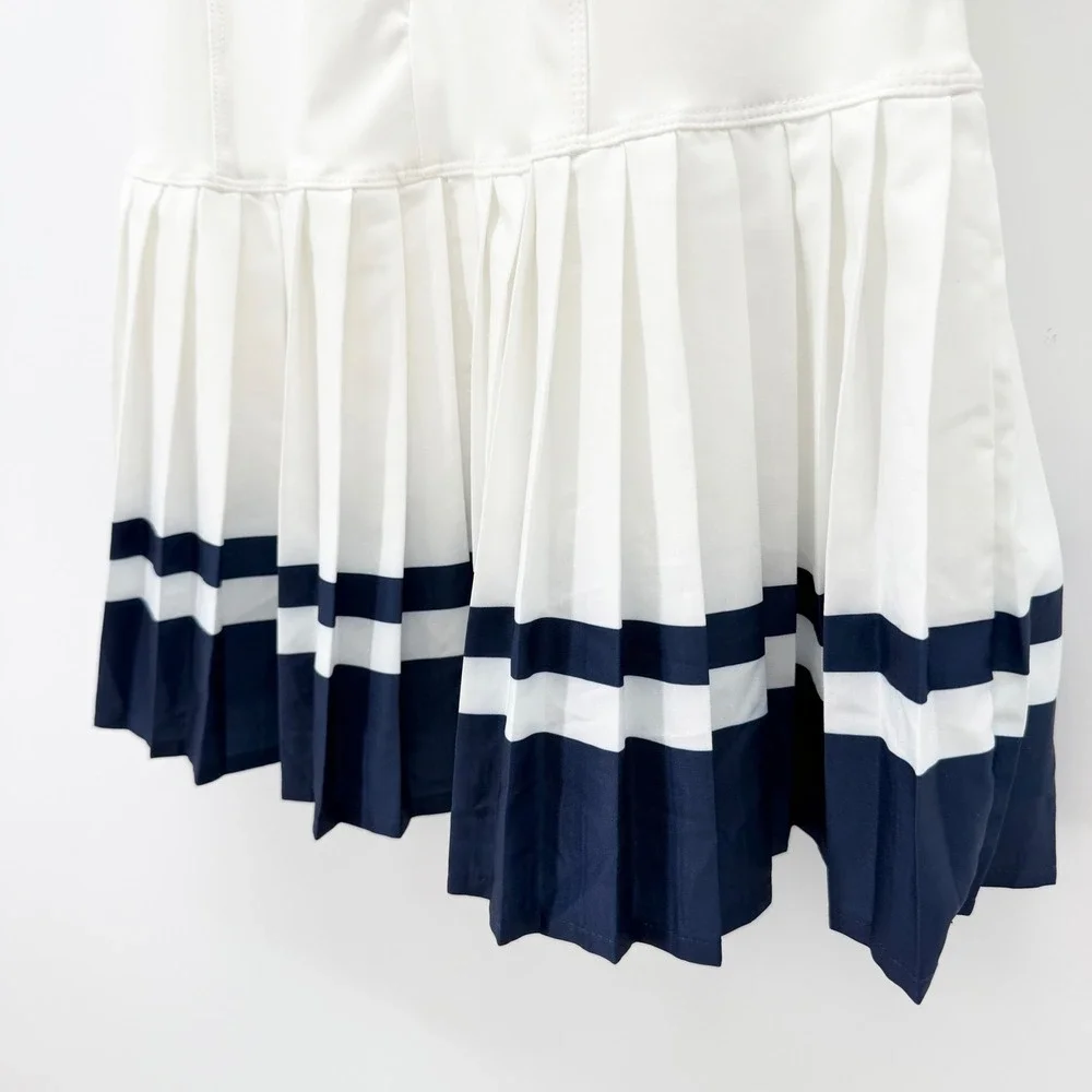 Anna-Kaci Tennis Dress & Shorts Set White Navy Pleated Athletic Golf Medium NWT